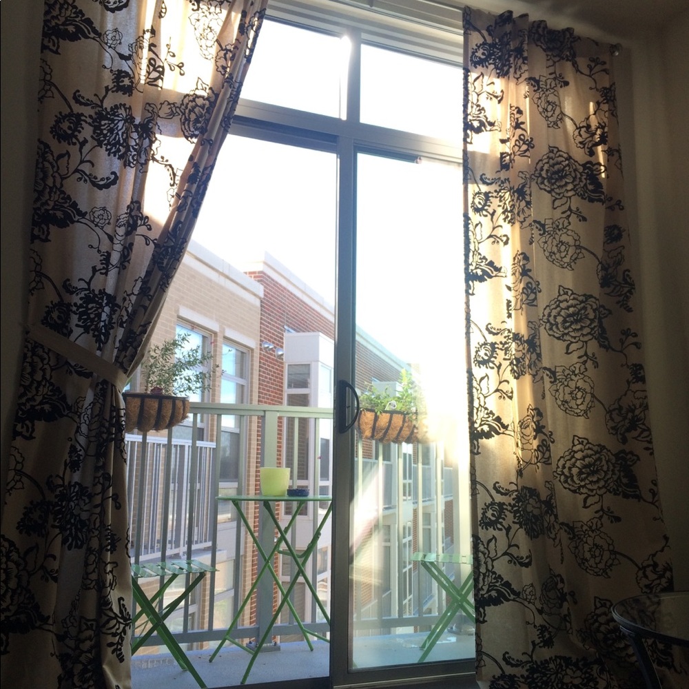 World Market flocked velvet floral curtains -rare!